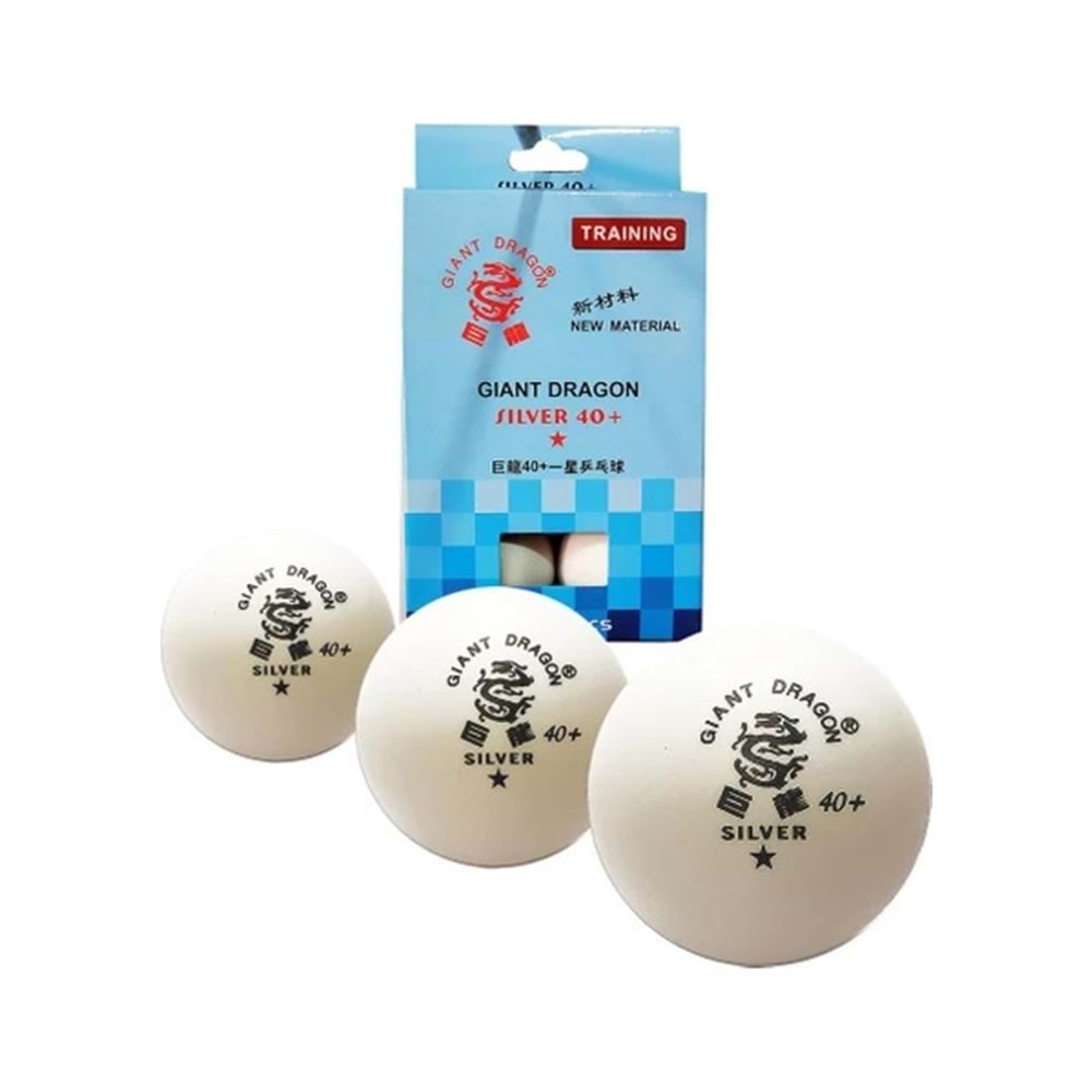 Giant Dragon Silver 40+ Tek Yıldız 6 Lı Masa Tenisi Topu - Beyaz - STD